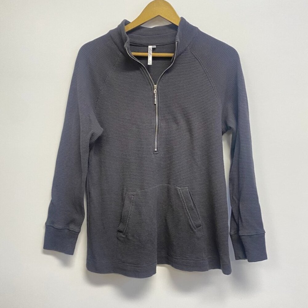 Lulu B Waffle Knit Half Zip Pull Over Top